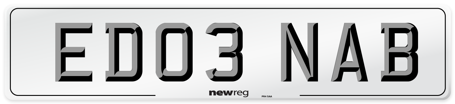 ED03 NAB Number Plate from New Reg
